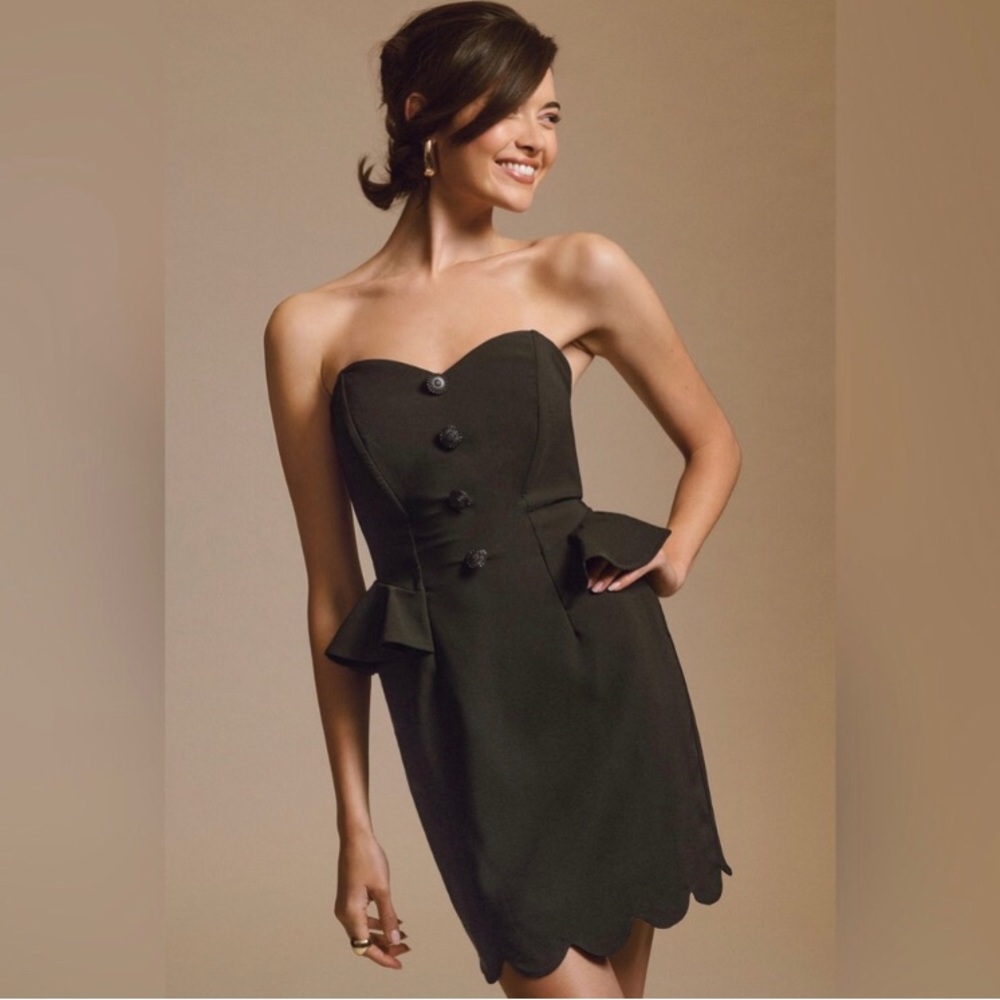Eva Franco Strapless Peplum Dress